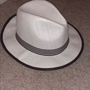 Henri Bendel white and brown panama hat